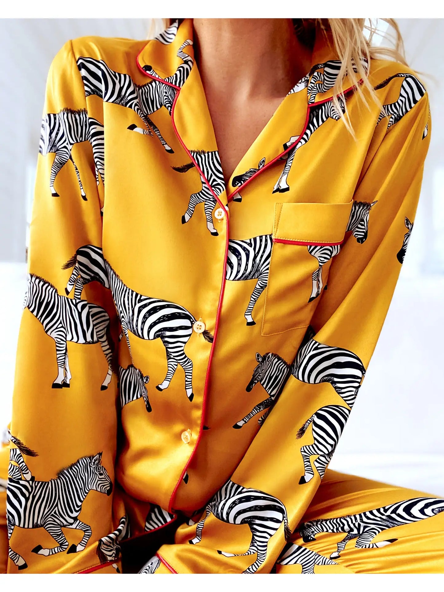 Satin Mustard Zebra Print