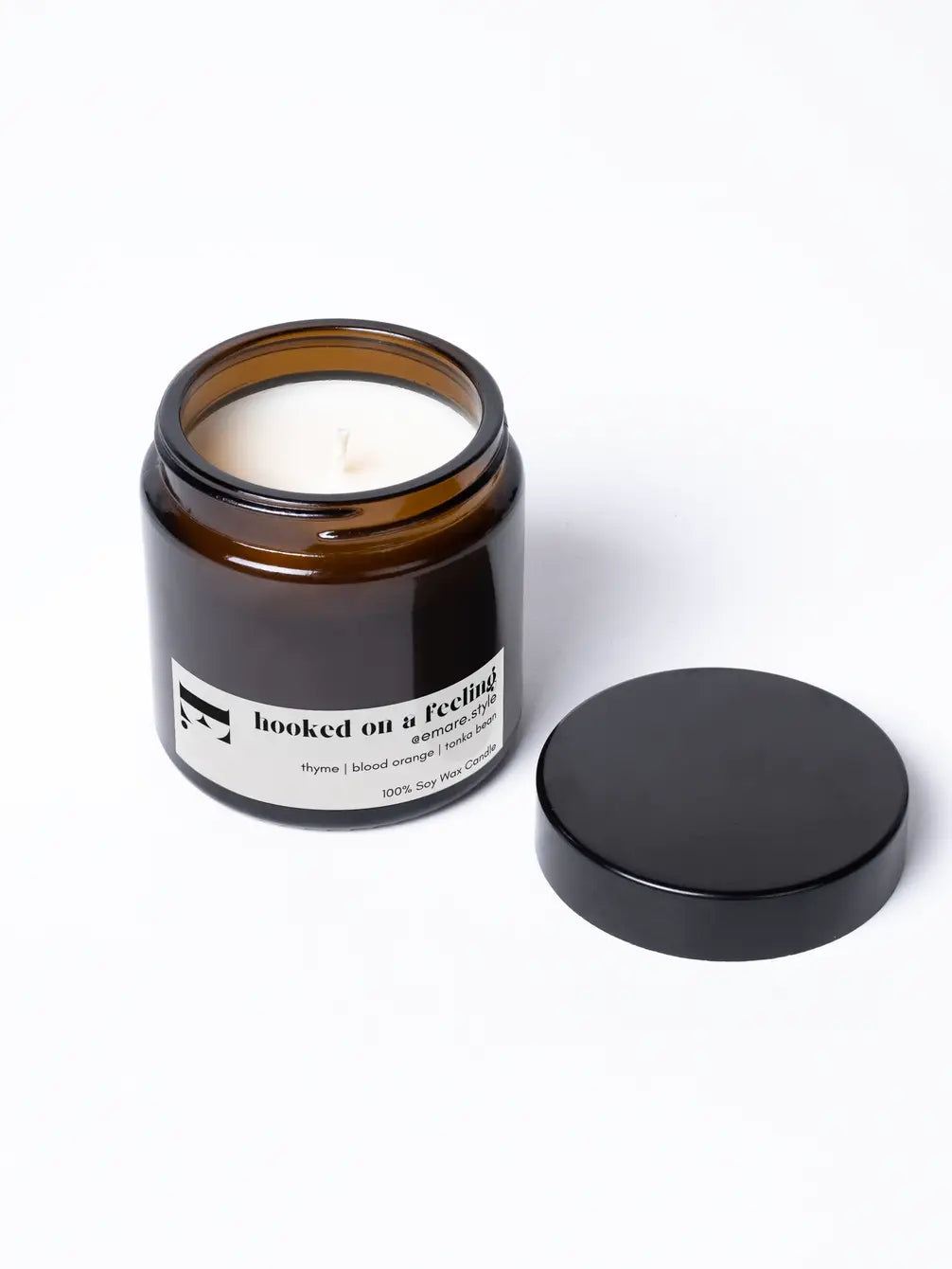 8oz Amber Vessel W/ Black Lid Candle