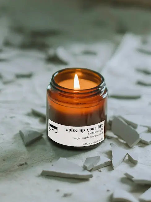 8oz Amber Vessel W/ Black Lid Candle