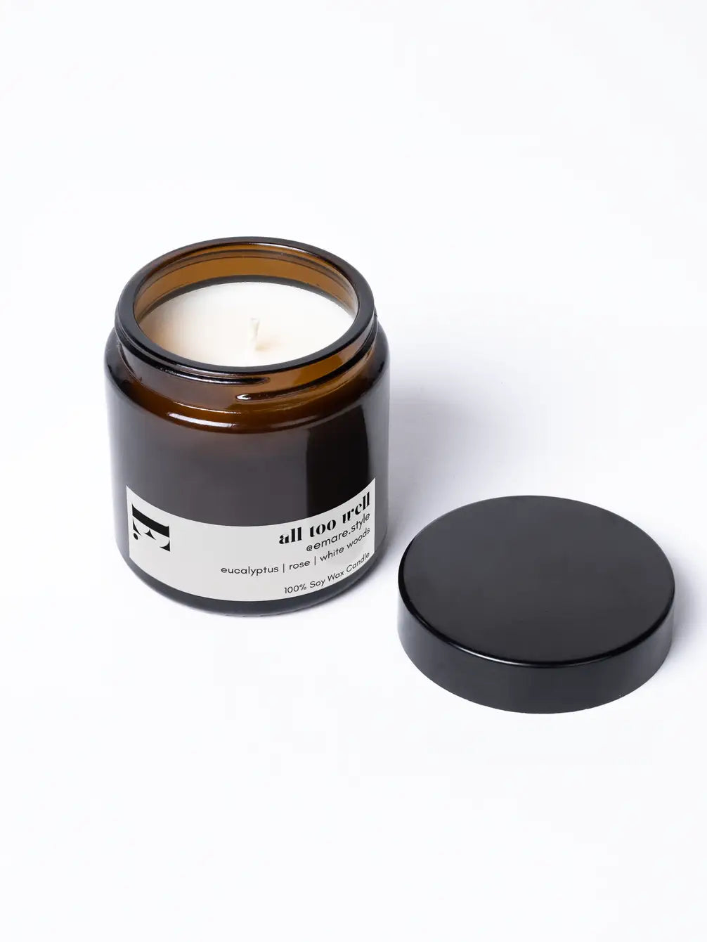 8oz Amber Vessel W/ Black Lid Candle