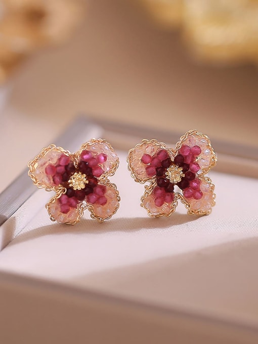 Pink Flower Studs