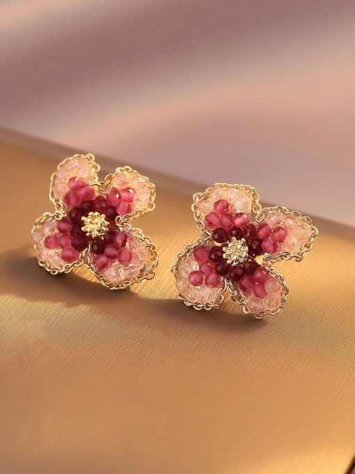 Pink Flower Studs