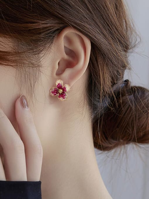 Pink Flower Studs
