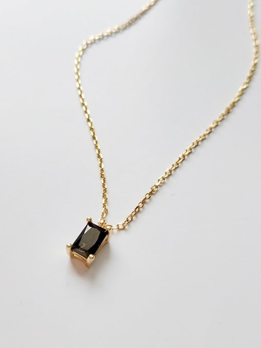 925 Sterling Silver Black Square Necklace